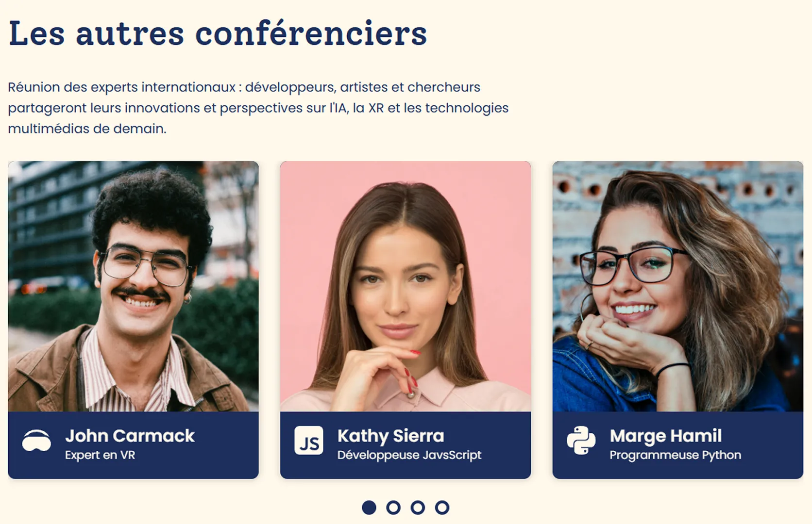 Showcase du swiper utilisé dans le site web